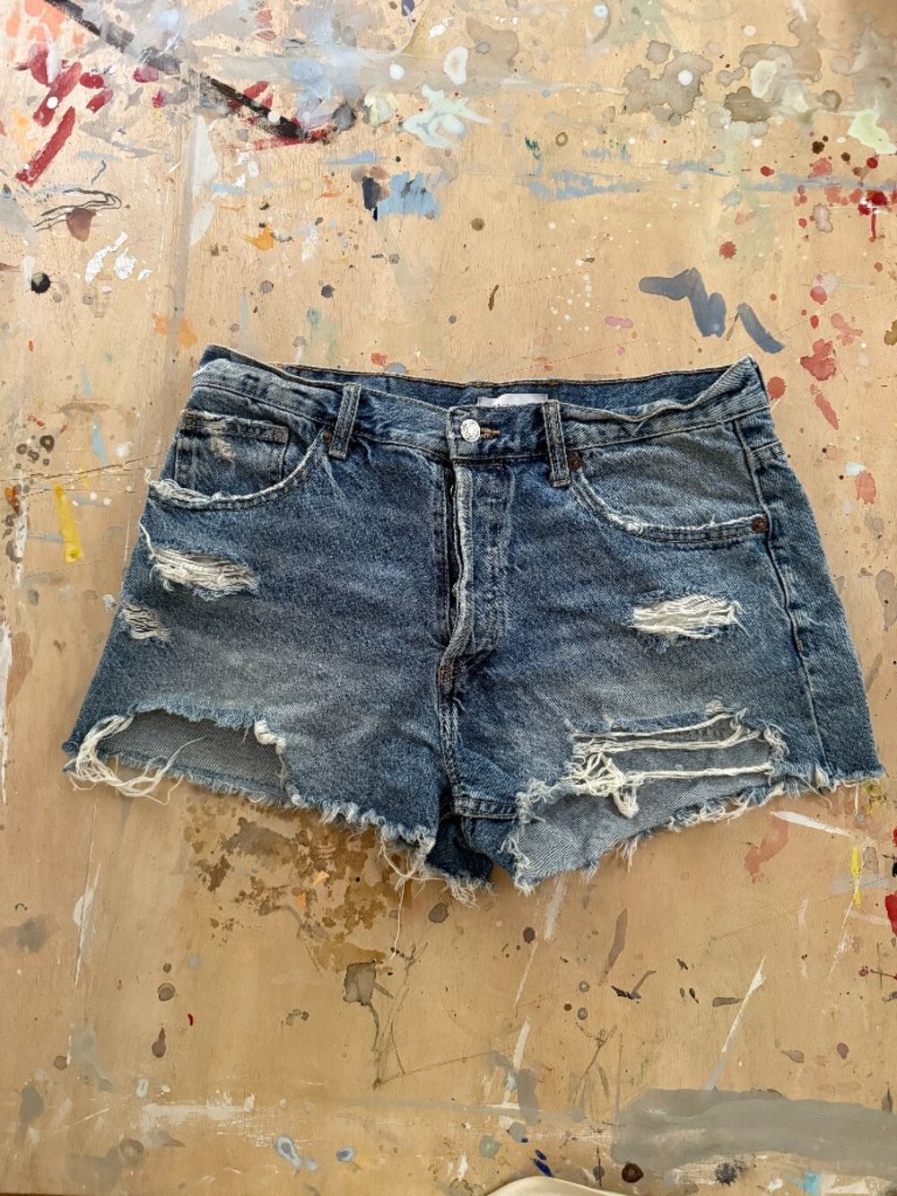 Zara Distressed Blue Jean Denim Shorts